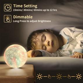 img 1 attached to 🌙 Galaxy Moon Lamp with Stand - 7.1" Diameter, 16 Color LED Night-Light for Bedroom Desk Decor, Tap/Touch/Remote Control, Ideal Christmas Birthday Gift for Teen Girls/Boys/Babies/Kids Toys/Women - Purple