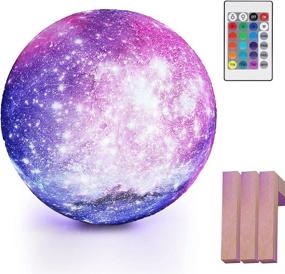 img 4 attached to 🌙 Galaxy Moon Lamp with Stand - 7.1" Diameter, 16 Color LED Night-Light for Bedroom Desk Decor, Tap/Touch/Remote Control, Ideal Christmas Birthday Gift for Teen Girls/Boys/Babies/Kids Toys/Women - Purple