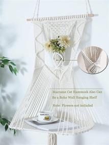 img 3 attached to 🐱 Stylish Macrame Cat Hammock with Flower Holder, Shelf, Catnip Toy, and Hanging Kit for a Luxurious Feline Experience