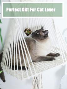 img 2 attached to 🐱 Stylish Macrame Cat Hammock with Flower Holder, Shelf, Catnip Toy, and Hanging Kit for a Luxurious Feline Experience