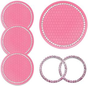 img 4 attached to Coasters Accessories Rhinestone Silicone Stickers Interior Accessories