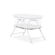 dream on me poppy traveler portable bassinet in white/grey logo