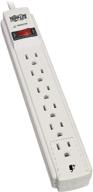 tripp lite 120v surge protector power strip, 6 outlets, 8ft cord, 990 joules, gray, with flat plug logo
