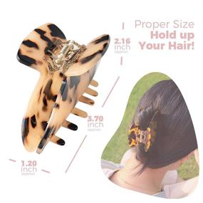 img 2 attached to 🎀 Hiloable 3PCS Hair Clips for Women and Girls with Thin Hair, Large 3.7 inch Claw Hair Clips for Thick Hair, Tortoise Banana Claw Clip Hair Grip with Leopard Print, Stylish Barrettes Hair Accessories