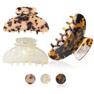 🎀 hiloable 3pcs hair clips for women and girls with thin hair, large 3.7 inch claw hair clips for thick hair, tortoise banana claw clip hair grip with leopard print, stylish barrettes hair accessories logo