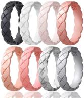 💍 egnaro women's silicone wedding bands - thin stackable rings, criss-cross x rubber rings, braided rubber rings logo