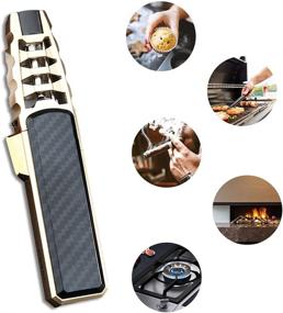 img 1 attached to JOBON Torch Lighter - Adjustable Firepower, Butane Refillable with Lock, Ideal for Baking, Cigar, Kitchen, BBQ, Camping - Gift Box Included (Gold Lacquer on Zinc Alloy with Black Plastic)