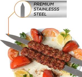 img 3 attached to Premium E-tex Flat Barbecue Kabob Skewers: Long BBQ Kabab Skewers, Grey (Set of 6, 19 Inch)