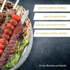 img 2 attached to Premium E-tex Flat Barbecue Kabob Skewers: Long BBQ Kabab Skewers, Grey (Set of 6, 19 Inch)