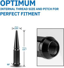 img 1 attached to 🔧 Гайки колесные SIZZER M14x1.5 - длина 4,4 дюйма, шестигранник 3/4", конический защитный кожух Acorn Spike с черным покрытием - набор из 24 штук, включая ключ для гайки колесной.