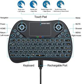 img 3 attached to 🔮 Улучшенная мини-беспроводная клавиатура PONYBRO с подсветкой и сенсорной панелью, комбинированная клавиатура QWERTY, перезаряжаемая портативная клавиатура-пульт для умных телевизоров, Android TV Box, Xbox, Raspberry Pi, ПК.