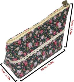 img 3 attached to 🌸 Assorted Large Capacity Floral Pen Holder Stationery Pencil Pouch - LJY 4 Pieces - Perfect for Traveling and Multi-functional Use as Cosmetic Bags