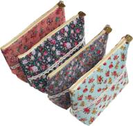 🌸 assorted large capacity floral pen holder stationery pencil pouch - ljy 4 pieces - perfect for traveling and multi-functional use as cosmetic bags логотип