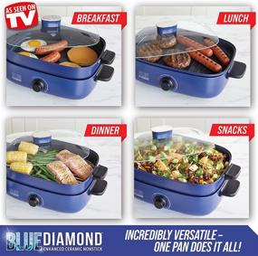 img 2 attached to 💎 Blue Diamond 4QT Weeknight Wonder Diamond-Infused Electric Skillet, Grill, Oven, Steamer - 3-in-1 Multifunction Appliance