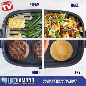 img 1 attached to 💎 Blue Diamond 4QT Weeknight Wonder Diamond-Infused Electric Skillet, Grill, Oven, Steamer - 3-in-1 Multifunction Appliance