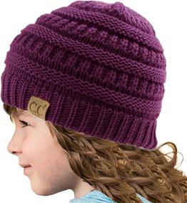 img 3 attached to 🧒 Cozy and Versatile Kids' Chunky Knit Slouch Hat - Stretchy, Warm, and Perfect for Ages 2-7