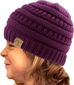 img 2 attached to 🧒 Cozy and Versatile Kids' Chunky Knit Slouch Hat - Stretchy, Warm, and Perfect for Ages 2-7