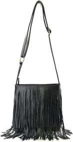 img 2 attached to 👜 Glossy Fringe Cross Body Shoulder Bag: Stylish Tassel Womens Purse