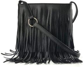 img 4 attached to 👜 Glossy Fringe Cross Body Shoulder Bag: Stylish Tassel Womens Purse