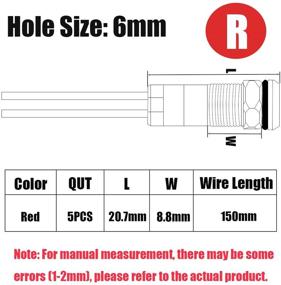 img 3 attached to Пять штук красных светодиодных индикаторных ламп AC/DC12-24V Smseace диаметром 1/4‘’(6мм) с плоской головкой, водонепроницаемые, с длиной кабеля 150мм, металлические.