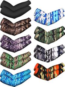 img 4 attached to 🌞 Stay Cool and Protected: Mudder Unisex UV Arm Sleeves - 9 Pairs in Camouflage and Black