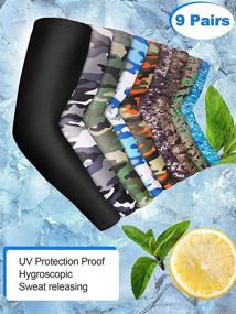 img 3 attached to 🌞 Stay Cool and Protected: Mudder Unisex UV Arm Sleeves - 9 Pairs in Camouflage and Black