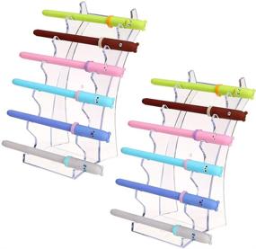 img 4 attached to Hipiwe Acrylic Pen Holder Display Stand: Organize Your Makeup Brushes, E-cigarettes, and More - Clear Rack with 6 Slots for Nail Brush, Eyebrow & Fountain Pen - Set of 2 Packs