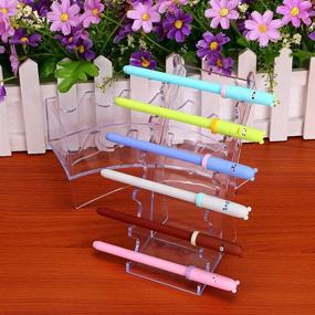 img 1 attached to Hipiwe Acrylic Pen Holder Display Stand: Organize Your Makeup Brushes, E-cigarettes, and More - Clear Rack with 6 Slots for Nail Brush, Eyebrow & Fountain Pen - Set of 2 Packs