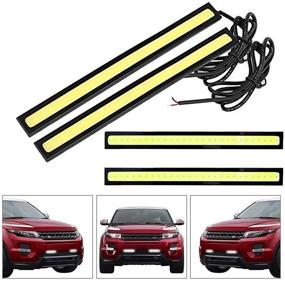 img 4 attached to 🚗 4PCS Waterproof COB Daytime Running Light (DRL) LED Strip Lights for Car, Truck, Boat, and Bike - 17CM Universal 12V Driving Lighting (White)