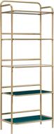 📚 sauder coral cape bookcase - satin gold finish | l: 24.09" x w: 13.78" x h: 62.99" - elegant storage solution logo