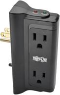 💥 tripp lite tlp4bk - 4 side mounted outlet surge protector power strip, direct plug in, black, with $25,000 insurance coverage logo
