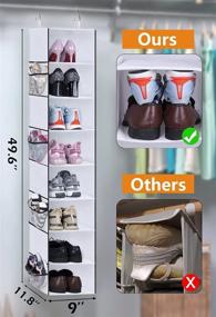 img 2 attached to 👠 KIMBORA 8 Shelf Hanging Closet Organizer with Side Mesh Pockets – White, Ideal for Shoes, Handbags, Accessories, and Sweaters