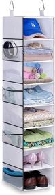 img 4 attached to 👠 KIMBORA 8 Shelf Hanging Closet Organizer with Side Mesh Pockets – White, Ideal for Shoes, Handbags, Accessories, and Sweaters