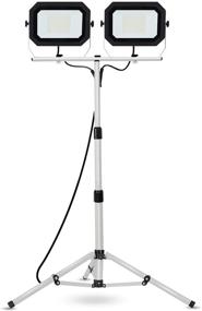 img 4 attached to 💡 20000 Lumen Work Lights with Stand, 200W Dual Head LED Work Light, Waterproof Lamp with Individual Switch, Adjustable Metal Telescoping Tripod, 10-Foot Power Cord by UFOND