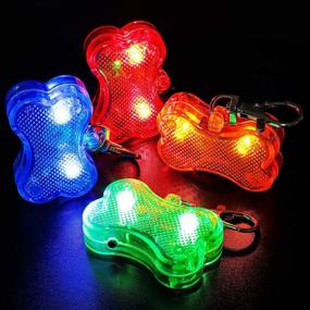 img 3 attached to 🐾 4-Piece Plastic LED Dog Collar Tag Lights – Bone Shaped Glow-in-The-Dark Dog Tags for Night Safety – Orange - Light Up Flashing Dog Tags for Walking