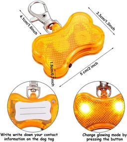 img 2 attached to 🐾 4-Piece Plastic LED Dog Collar Tag Lights – Bone Shaped Glow-in-The-Dark Dog Tags for Night Safety – Orange - Light Up Flashing Dog Tags for Walking