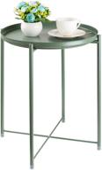 🌿 danpinera round metal tray table - anti-rust, waterproof, outdoor & indoor snack accent coffee table - green tray end table логотип