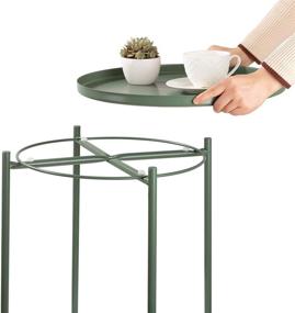 img 2 attached to 🌿 Danpinera Round Metal Tray Table - Anti-Rust, Waterproof, Outdoor & Indoor Snack Accent Coffee Table - Green Tray End Table