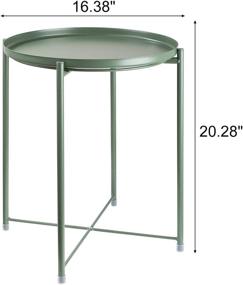 img 3 attached to 🌿 Danpinera Round Metal Tray Table - Anti-Rust, Waterproof, Outdoor & Indoor Snack Accent Coffee Table - Green Tray End Table