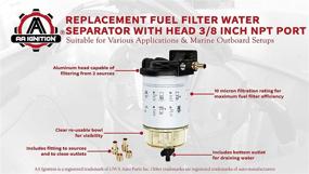 img 1 attached to ⛽️ Upgraded Marine Fuel Filter Water Separator Kit with Sturdy Aluminum Head - 1/4 Inch NPT Port - Replaces 35-60494-1, S3213, 18-7932-1, 18-17928, 35-809097 - Transparent Reusable Bowl with 5/16 ID Barb Fittings