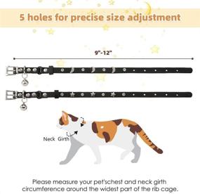 img 4 attached to 🌙 SEO-Optimized: 2 Pack Moon and Stars Pattern Leather Cat Collar with Bell, 9-12 Inches Length and Safety Belt, Suitable for Cats, Kittens, and Puppies