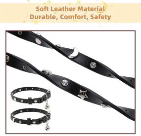 img 3 attached to 🌙 SEO-Optimized: 2 Pack Moon and Stars Pattern Leather Cat Collar with Bell, 9-12 Inches Length and Safety Belt, Suitable for Cats, Kittens, and Puppies