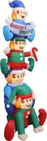 img 2 attached to 🎄 BZB Goods 8 Foot Christmas Inflatable Stacking Elves with LED Lights - Outdoor Indoor Holiday Decor, Lighted Blow Up Yard Decor, Giant Lawn Inflatable for Home Family Outside