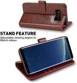 img 1 attached to 📱 Samsung Galaxy S8 Wallet Case, 5.8-inch, MONASAY - Flip Folio Leather Cell Phone Cover with Credit Card Holder, Brown [Includes Screen Protector]