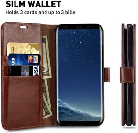 img 2 attached to 📱 Samsung Galaxy S8 Wallet Case, 5.8-inch, MONASAY - Flip Folio Leather Cell Phone Cover with Credit Card Holder, Brown [Includes Screen Protector]