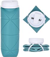 🚲 woohu collapsible water bottles - bpa free bike water bottle 20oz silicone leak-proof valve - ultralight bottle for camping, running, fitness, walking - suction nozzle included логотип