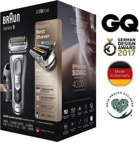 img 3 attached to 🪒 Braun Series 9 9390cc Electric Razor for Men: Precision Beard Trimmer, Rechargeable, Cordless, Wet & Dry Foil Shaver, Clean & Charge Station, Leather Travel Case - Silver