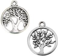 🌳 jgfinds tree of life silver tone pendants, 5/8", 96 pack - bulk jewelry supplies with 48 of each design logo