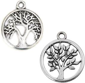 img 4 attached to 🌳 JGFinds Tree of Life Silver Tone Pendants, 5/8", 96 Pack - Bulk Jewelry Supplies with 48 of Each Design