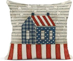 img 1 attached to ArtSocket Set of 4 Linen Throw Pillow Covers: 4th of July Independence Day Decor Square Pillow Cases - 18x18 inches Home Decor Pillowcases